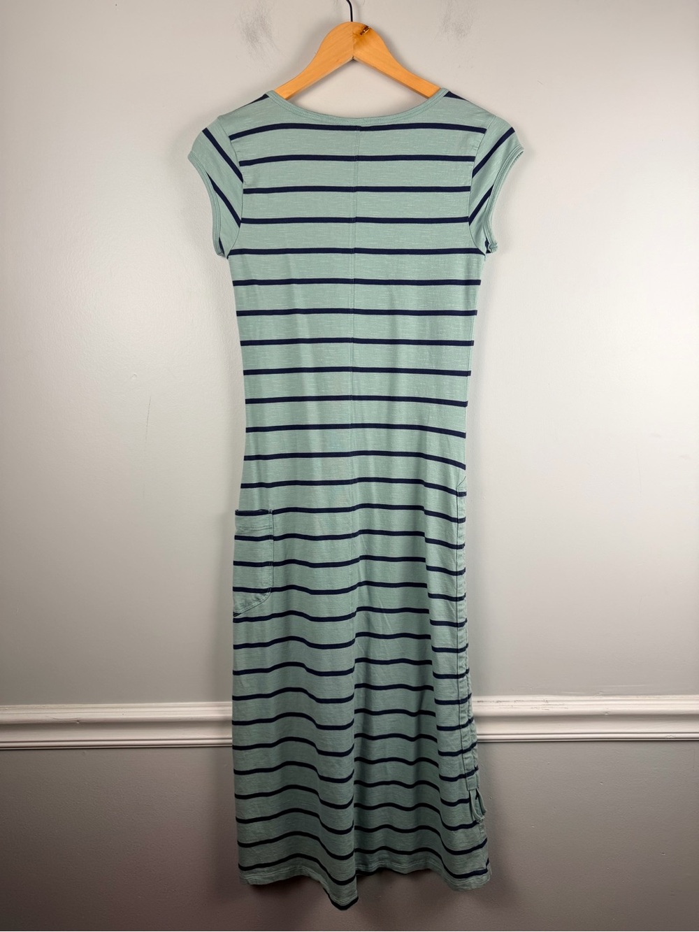 Toad&Co Samba Muse Dress Blue Green Stipe Midi Size XS - Picture 8 of 8